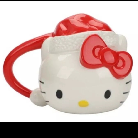 Hello Kitty Santa Hat Christmas Holiday Sculpted 3D Ceramic MUG NEW 16oz - Picture 3 of 3